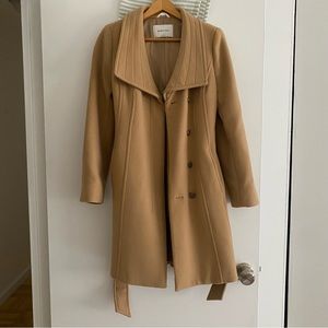 Aritzia Babaton ‘The Connor Coat’ soft camel wool coat with tie waist
